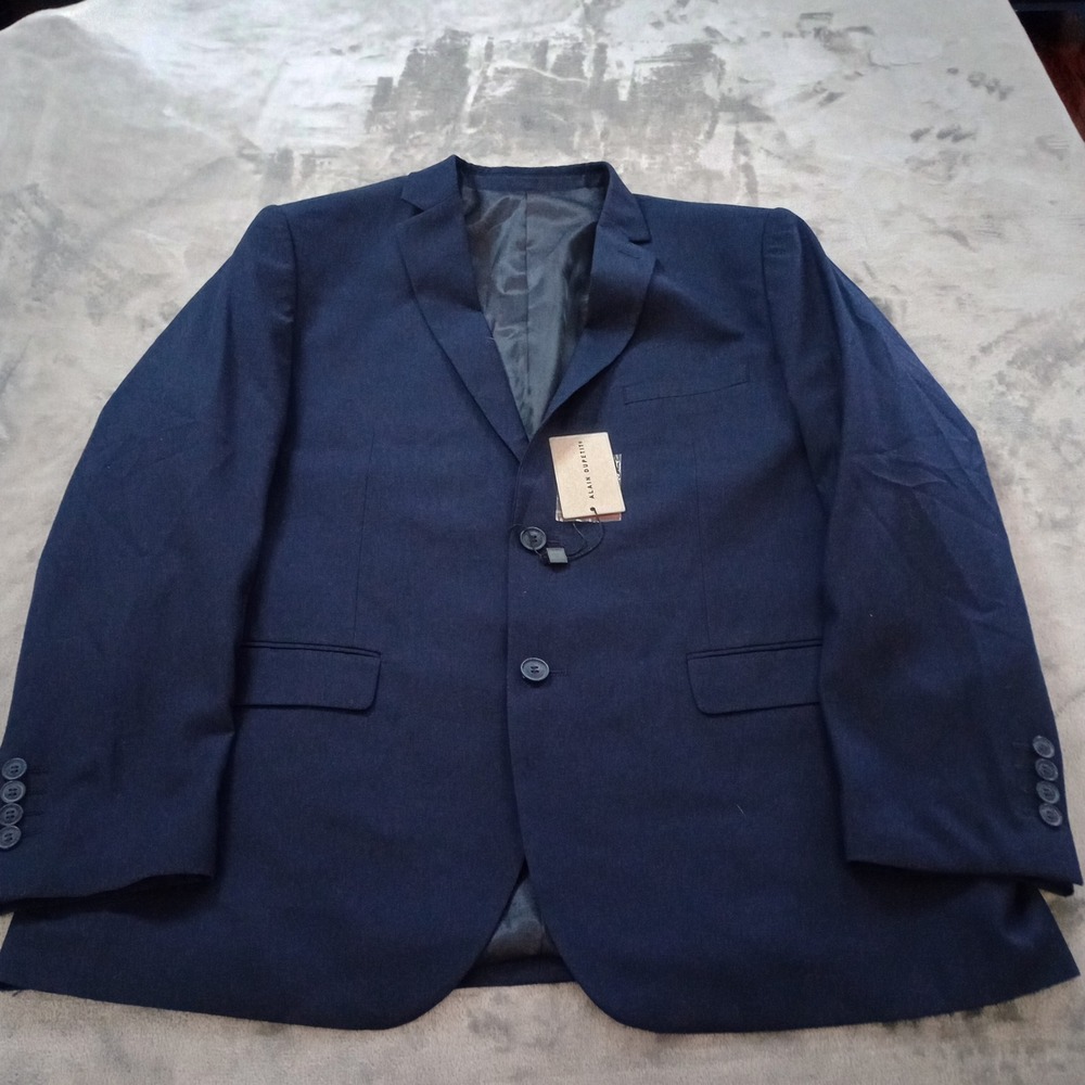 Alain Dupetit Blazer Mens 46R Navy Blue‎ TR Fabric Two Button Jacket Wicking